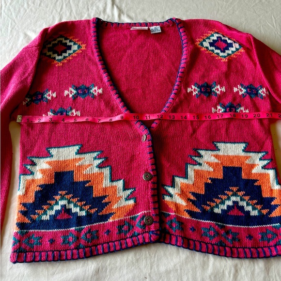 Nuovo Vintage 90s Southwestern Aztec Print Cardigan Sweater - Medium - Picture 11 of 11